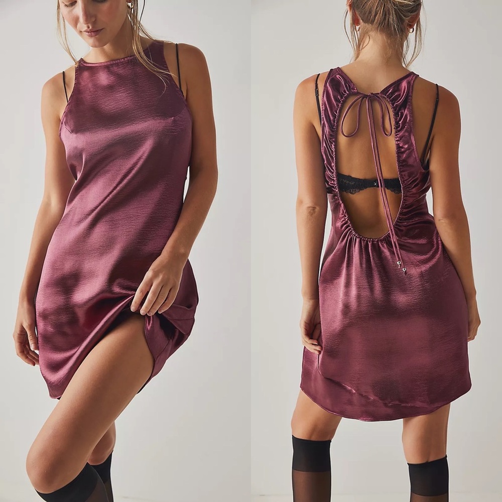 Free People Full Circle Mini Silk Slip Dress